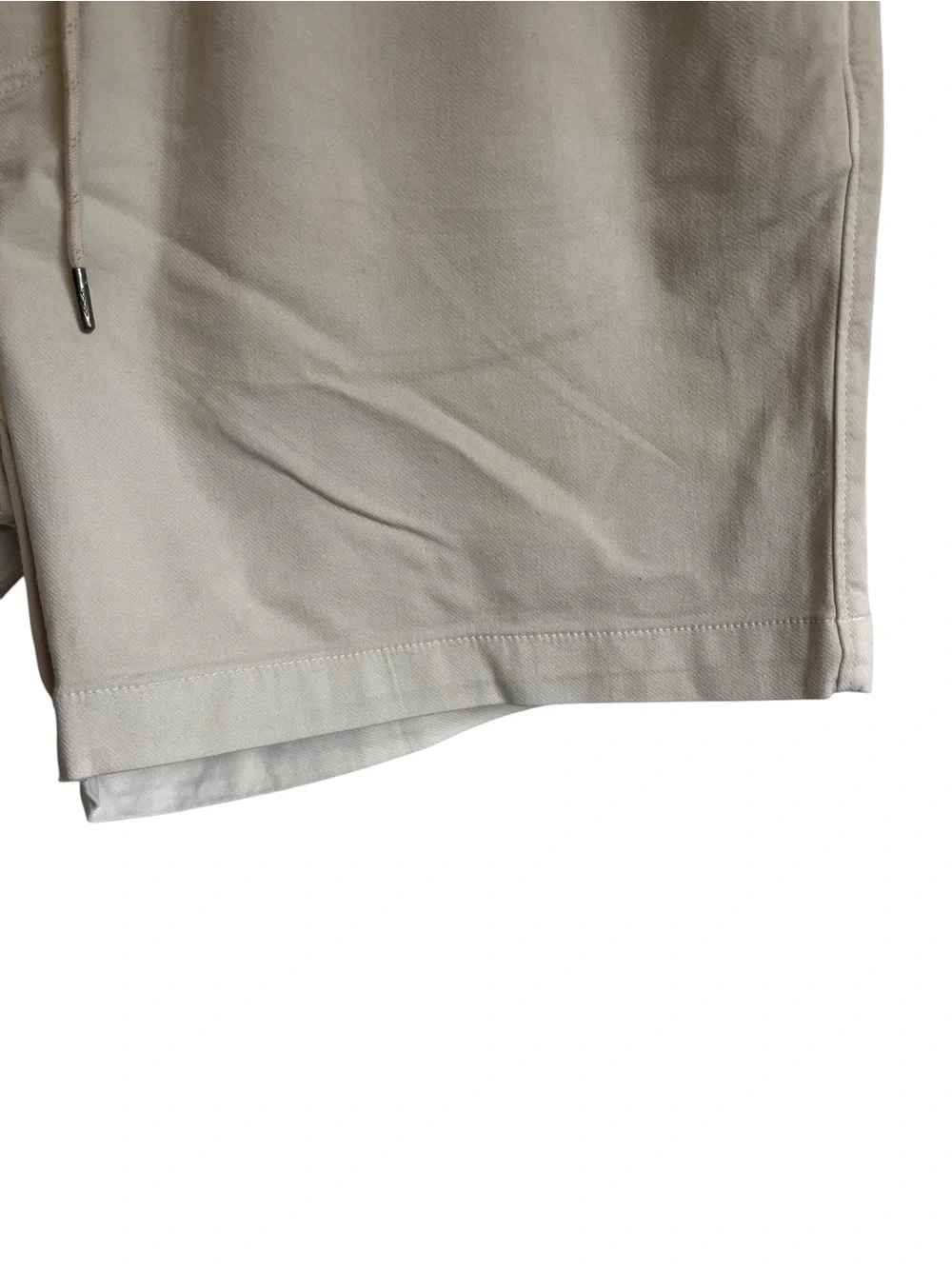 Faherty Essential Drawstring Cotton/Linen Blend Shorts Button Accent in Stone